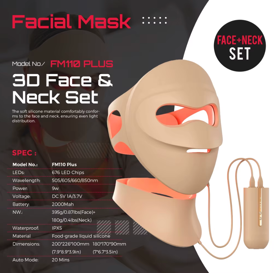 SunPlus FM110 Face + Neck Red Light Therapy Mask